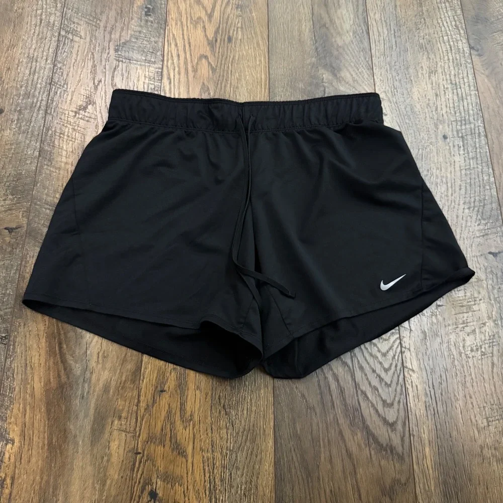 Nike Womens Medium Dri-FIT Running Shorts Black Athletic Gym Training Activewear